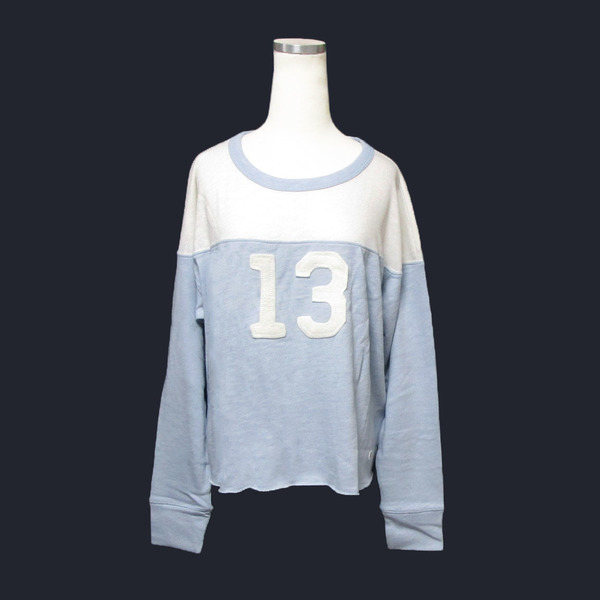 ★SALE★Abercrombie & Fitch/アバクロ★アップリケ長袖Tシャツ (Light Blue/White/S)