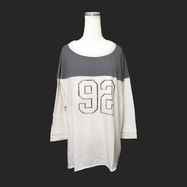 ★SALE★Abercrombie & Fitch/アバクロ★フットボール５分袖Tシャツ (Cream/Grey/M)
