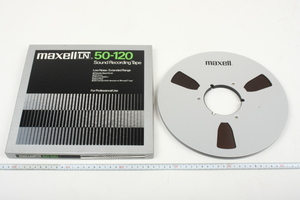 ※ 新品不明 maxell LN マクセル オープンリールテープ 50-120 50micron 762m metal reel 金属 メタル リール 箱付　3895