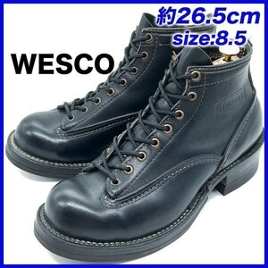 即決★WESCO 定価10.5万 2001年製★26.5cm ロガーブーツ ウエスコ メンズ 8.5E 黒 ブラック 本革 ジョブマスター レーストゥトゥ