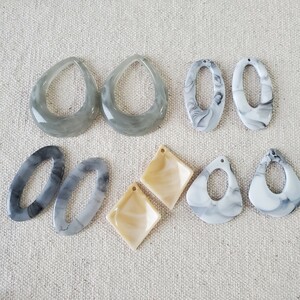ハンドメイド資材 アクリルパーツ 五セット マーブル べっ甲 グレー アソートセット