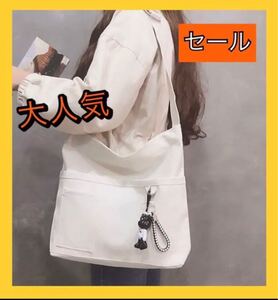 ショルダーバッグ 韓国 トートバッグ 白 ホワイト レディースバッグ キャンバス キャンバスバッグ メンズバッグ 斜めがけ