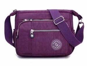 ショルダーバッグ　斜めがけ　レディースバッグ　紫 マザーズバッグ　iPad ボディーバッグ　旅行バッグ　サブバッグ　防水