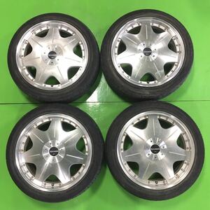 NA413 中古 WEDS FARMAS ウェッズ ファーマス ホイール 18×7.5J +48 PCD 114.3 タイヤ 225/45R18 4本 セット