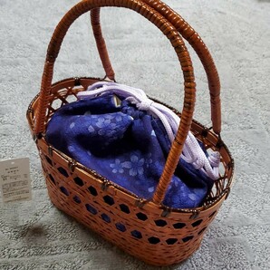 浴衣　カゴバック　紫桜