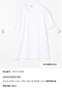 新品 JAMES PERSE コットンジャージー クルーネック プルオーバー TEE MHTZ3445 size 2《ジェームス パース》ホワイト