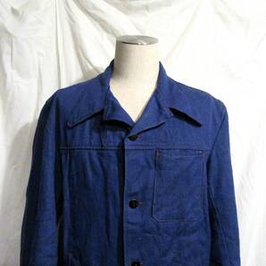 英国刑務所実物放出品 70s PRISON DEPARTMENT ビンテージ ビーグルカラー プリズンデニムジャケット カバーオール 囚人デニム ネイビー 紺