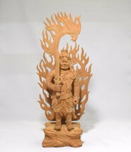 木彫 仏像 不動明王 立像 六寸 インド 老山 白檀 手彫り 仏教美術 【s1-2t-70】_画像1