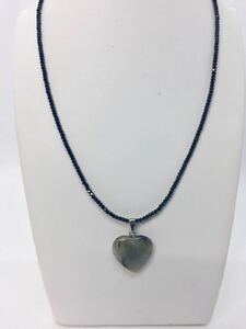 [Новое] Ожерелье из лабрадорита * Ожерелье из натурального камня * В форме сердца * Черная шпинель * Простая * Камень силы * Редкий * Полевой шпат