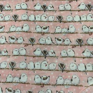 ダブルガーゼ 生地ハギレ シマエナガ