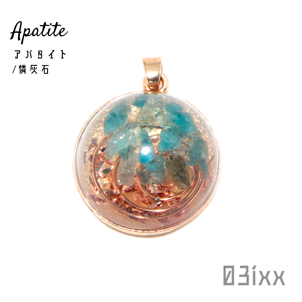 [Free shipping/Immediate purchase] Pendant top orgonite hemisphere apatite neon blue natural stone amulet parts 03ixx, handmade, Accessories (for women), necklace, pendant, choker