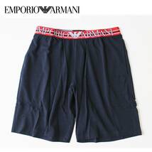 《EMPORIO ARMANI エンポリオアルマーニ》 新品 薄手 ウエストロゴ刺繍 ストレッチ ショートパンツ ハーフパンツ S(66~76)A6094_画像1