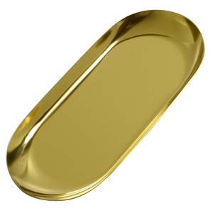 キャッシュトレー 楕円形 ステンレス 小物置き [ ゴールド / 小 ] コイントレー ステンレストレー トレイ ポッド 受け皿