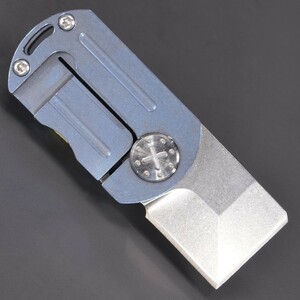 ドッグタグ型 折りたたみナイフ ライナーロック式 [ ブルー ] ミニナイフ 折り畳みナイフ フォルダー フォールディングナイフ
