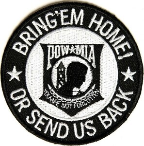 ミリタリーワッペン POW MIA 戦争捕虜 BRING EM HOME 丸型 熱圧着式 ラウンド P2323 戦闘中行方不明