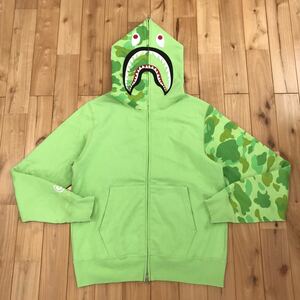 Neon camo green シャーク パーカー Lサイズ shark full zip hoodie a bathing ape BAPE エイプ ベイプ アベイシングエイプ 迷彩 mn7