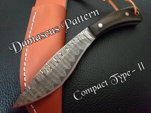 【ダマスカスパターン Compact types-Ⅱ】キャンプ 調理 登山 釣り フルタング ハンティングサバイバルナイフ