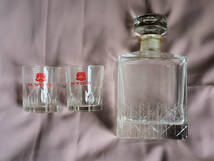 昭和ビンテージ　サントリーウイスキーインペリアル(カガミクリスタル)の空瓶とロックグラスのセット_画像1