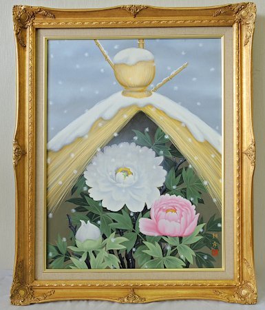 Miyashita Rinko Oil painting No. 12 Title unknown Peony Oil painting on canvas attached to board Framed Rinko Interior Used, Artwork, Painting, acrylic, Gash