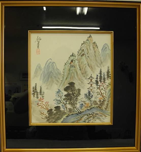 Yasukawa Sengai اللوحة اليابانية المناظر الطبيعية ورقة ملونة Sengai الرسام الياباني مؤطر من Shinshu اللوحة اليابانية, تلوين, اللوحة اليابانية, منظر جمالي, فوجيتسو