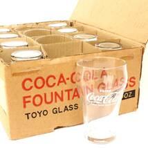 (91325)箱付き 未使用 デッドストック DRINK Coca-Cola ドリンク コカコーラ コーラ グラス ガラス食器TOYOガラス製オールド ヴィンテージ_画像1