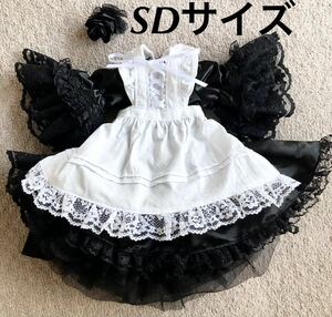 SD for dress One-piece pannier apron hair ornament 5 point set costume Western-style clothes black black doll clothes Super Dollfie made clothes out Fit 