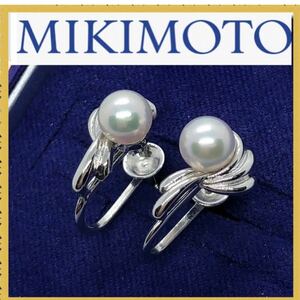 極美品　MIKIMOTO ミキモト パールイヤリング アコヤ本真珠　シルバー
