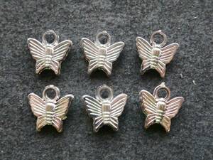  plastic parts handicrafts * accessory parts butterfly silver color parts 6 piece set deco parts 