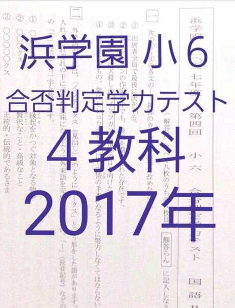 浜学園 小6 2017年版 合否判定学力テスト 中学受験 難関 最難関