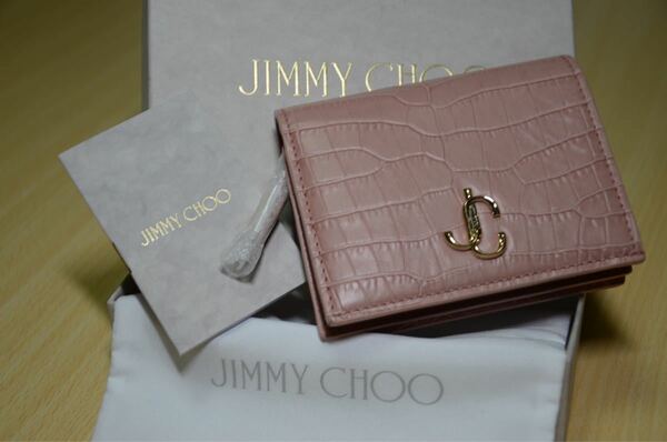 JIMMY CHOO ジミーチュウ　財布　二つ折り　レディース レザー　二つ折り財布　ブランド　ピンク