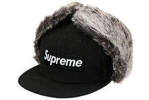 新品未使用 19AW Supreme シュプリーム New Era ニューエラ Earflap Cap BOX LOGO ファー キャップ 7 3/8 黒 ブラック