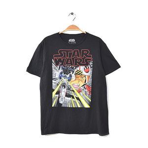 【送料無料】スターウォーズ Xウイング スターファイター TIEファイター アニメ風 クルーネック Tシャツ メンズL STAR WARS BB0327