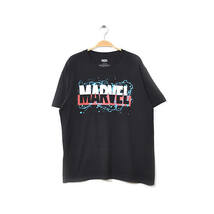 【送料無料】マーベル MARVEL ロゴプリント 半袖 クルーネック Tシャツ メンズL マーベルコミックス 映画 古着 BB0361_画像1