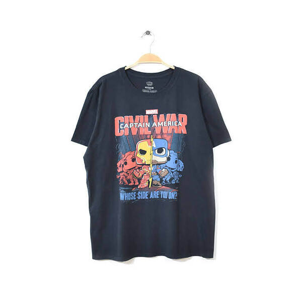 【送料無料】マーベル ファンコ シビルウォー キャプテンアメリカ 半袖 クルーネック Tシャツ メンズM MARVEL アメコミ 古着 BB0363