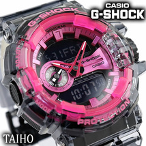 新品 カシオ Casio ジーショック G-SHOCK 腕時計 クリア スケルトン クオーツ 樹脂ベルト 20気圧防水 ストップウオッチ カレンダー ピンク_画像4