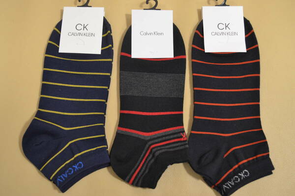 新品　未使用　タグ付き　男性　CALVIN KLEIN　カルバンクライン　綿混ショートソックス　３足セット 　送料無料