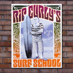 メタルサイン Rip Curl Surf school／リップカール サーフスクール #1196 （40.5×31.7cm）