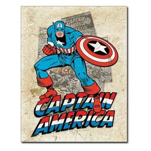 メタルサイン 「Captian America - Cover Splash」# 2206 キャプテン・アメリカ マーベルコミック 縦40.5×横31.7cm アメリカ製