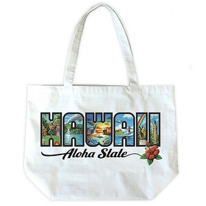 キャンバストート　アイランドヘリテージ 「HAWAII ALOHA STATE」 by EDDY Y　／ISLAND HERITAGE／トートバッグ／ハワイアン雑貨／