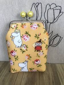 がま口 ☆ ポーチ/ 小物入れ / ハンドメイド ☆ キャス・キッドソン / ムーミン・黄色⑧