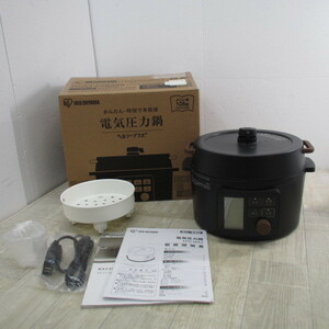 PS4236【未使用】アイリスオーヤマ 電気圧力鍋 圧力鍋 炊飯器 鍋 3L 1台9役 1～4人用 液晶タイプ KPC-MA3-B ブラック