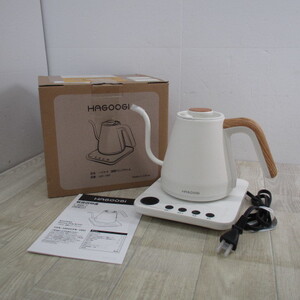PS4266【未使用】HAGOOGI (ハゴオギ ) 電気ケトル コーヒー 0.8L ドリップ ケトル 1200W 温度設定(1℃単位)/保温機能/空焚き防止 ホワイト