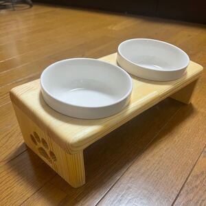 犬、猫、ペット用 フードスタンド フードテーブル 木製 餌台 餌入 水入れ ご飯台