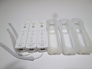 RSJ039《即日発送 送料無料 動作確認済》Wii リモコン　ストラップ　ジャケット　カバー　白　3個セット 任天堂 純正 RVL-003 コントローラ