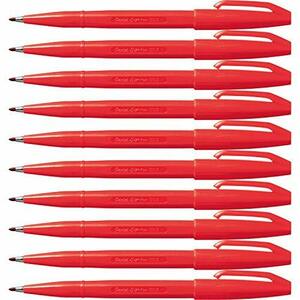 ぺんてる 水性ペン サインペン S520-BD 赤 10本セット