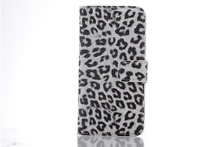 iPhone6 手帳ケース 豹柄 白色 ホワイト 全3色 財布型 動物 ヒョウ柄 アイフォンケース