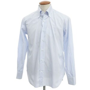 オリアン ORIAN コットン チェック ボタンダウンシャツ 39 ホワイト×ブルー[2205DPD]