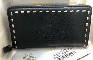 Vivienne Westwood レザー　長財布　型押し　オーブ　ブラック　未使用