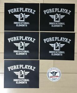 PURE PLAYAZ ピュアプレイヤーズ　ステッカー6枚セット　ブラック角25×20cm5枚／内張ステッカー丸直径10.3cm