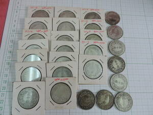 日本　古銭　 明治31年 上切　竜50銭銀貨　 27枚 おまとめ 　綺麗な古銭多いです。